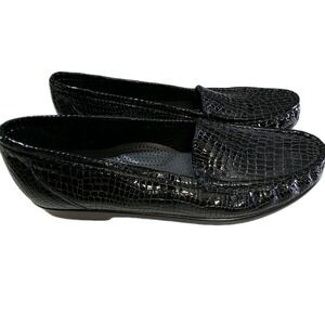 Women's SAS Tripad Comfort Foot Bed Black Leather Loafer Slip On Shoes Size 8